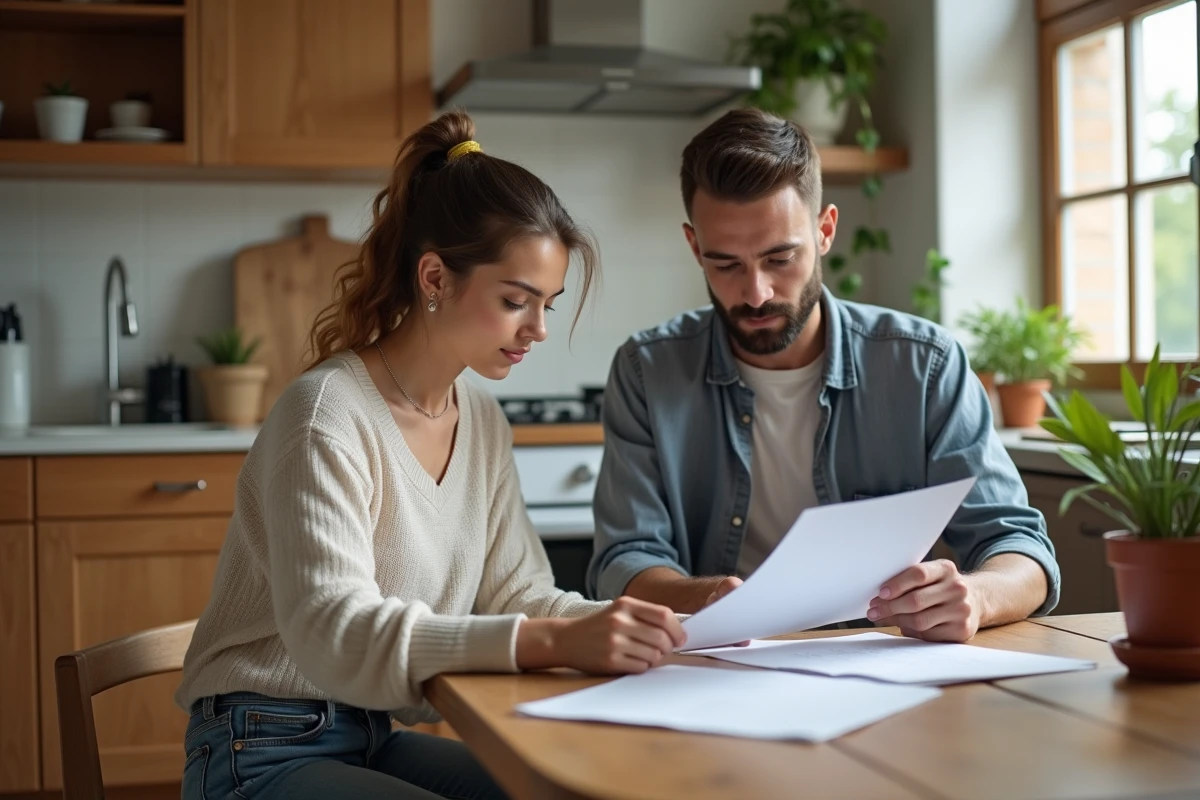 Femme au foyer discutant avec artisan dans la cuisine